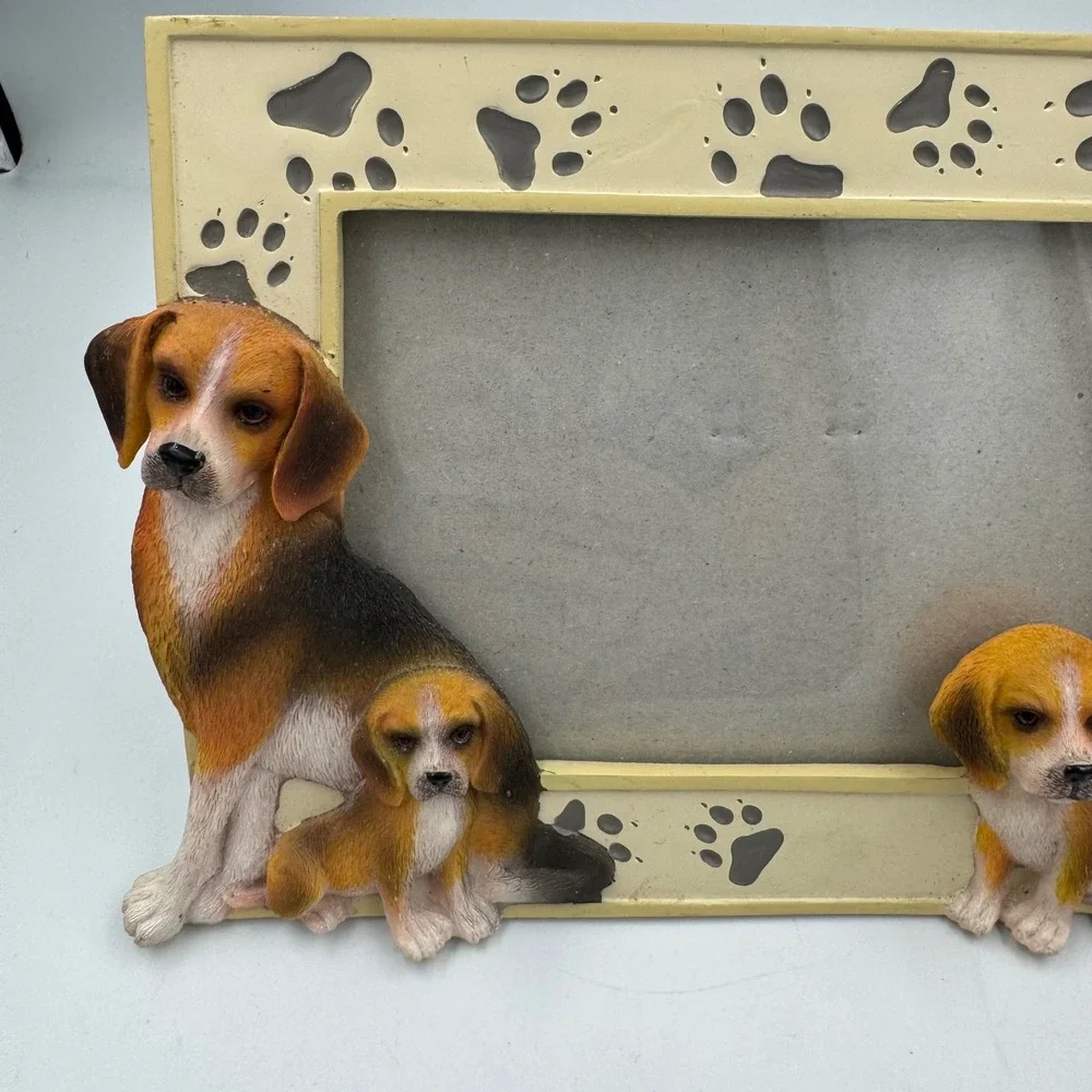 Spoontiques Beagle Picture Frame Tan 3D Dog Family Resin‎ 13531